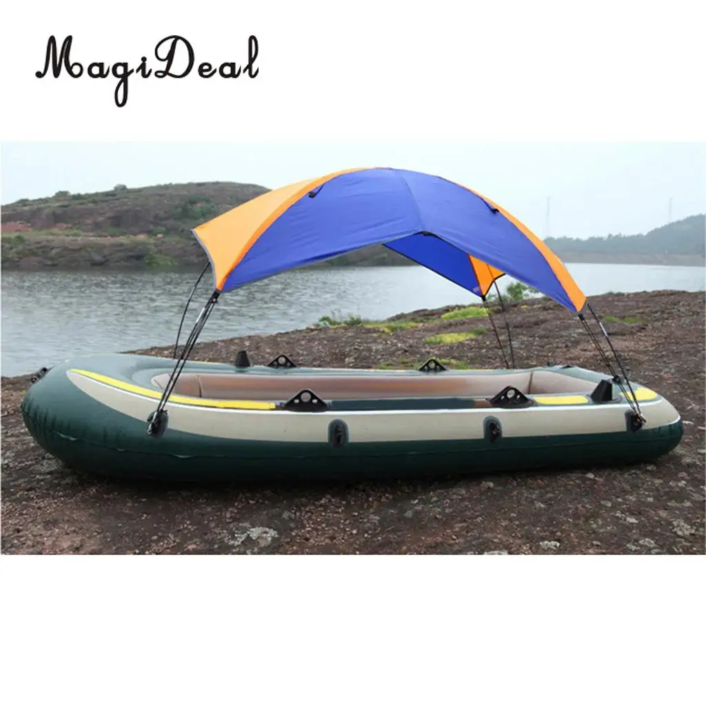 MagiDeal 2 /4 Person Inflatable Boat Sun Shelter Awning Top Cover Fishing Tent Sun Shade for Marine Canoe Kayak Boat Supplies
