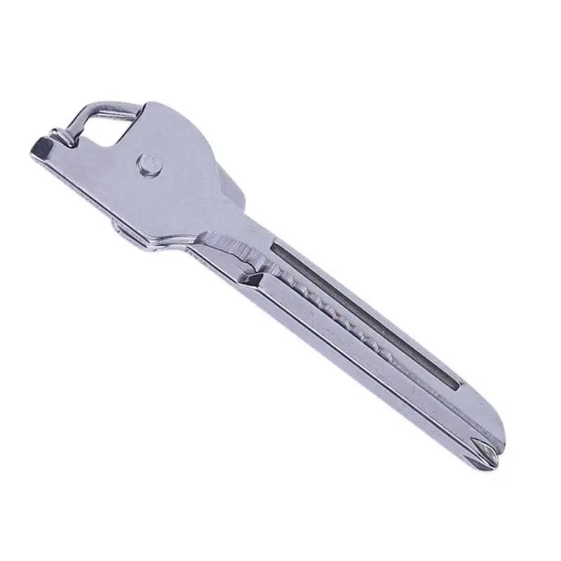 Outdoor 6 in 1 Folding Mini Knife Multi Functional Key Ring Cutter Stainless Steel Folding Pocket Knifes Swiss Camping