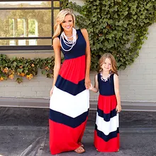 2019 Mommy and me family matching mother daughter dresses clothes striped mom and daughter dress kids