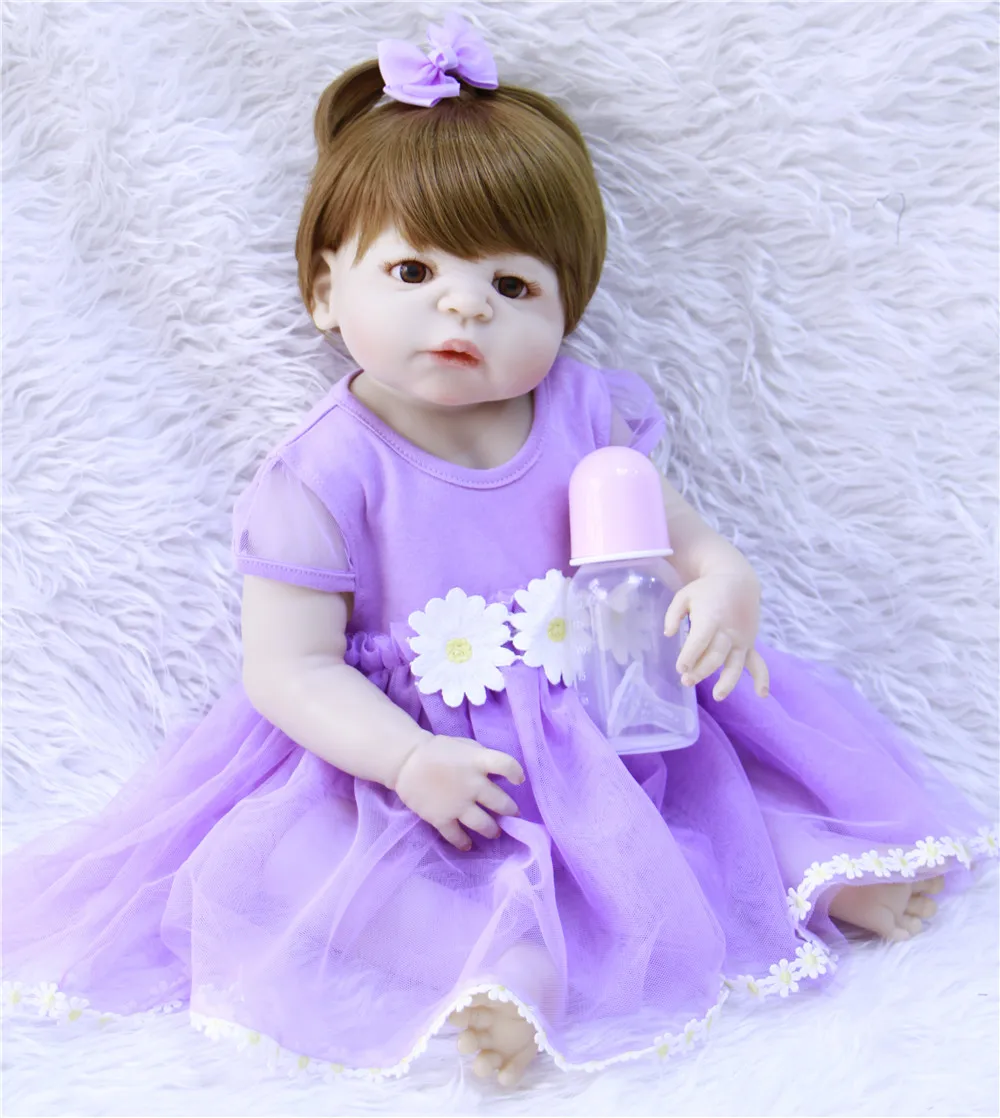 

Handmade 23" 57cm Full silicone reborn babies dolls realistic girl doll as kids bebe alive bathe birthday gift brinquedos