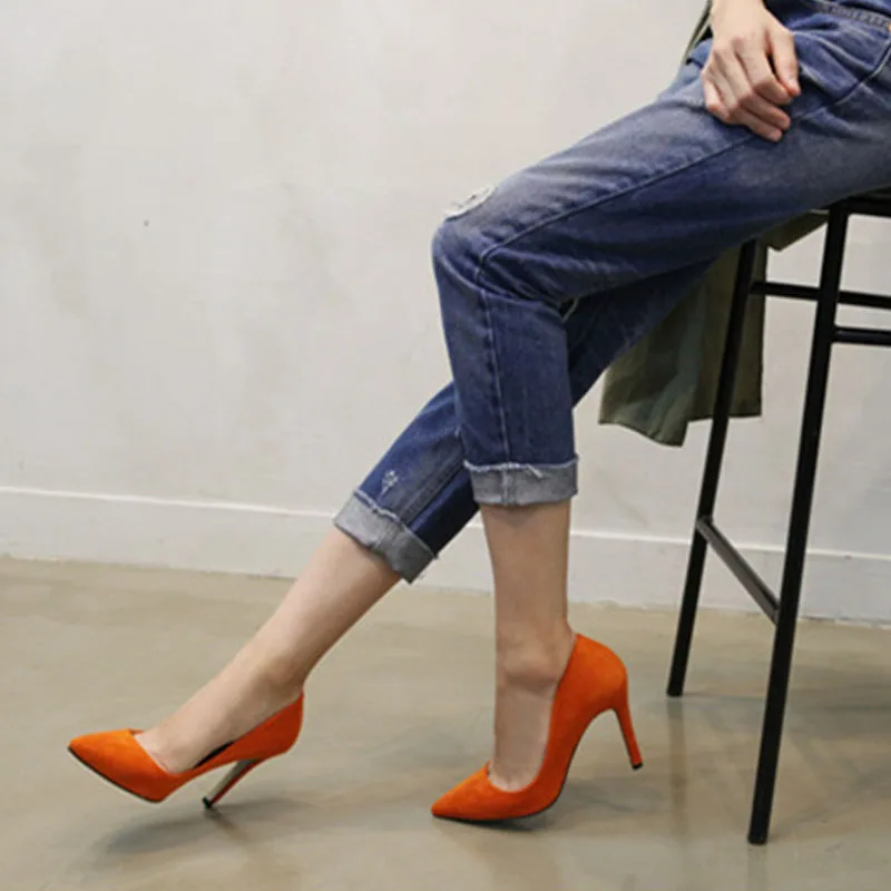 Women Pumps High Heels Shoes Pointed Toe Brand Woman Wedding Shoes Spring Summer Thin Heels Office Lady Dress Shoes Plus Size