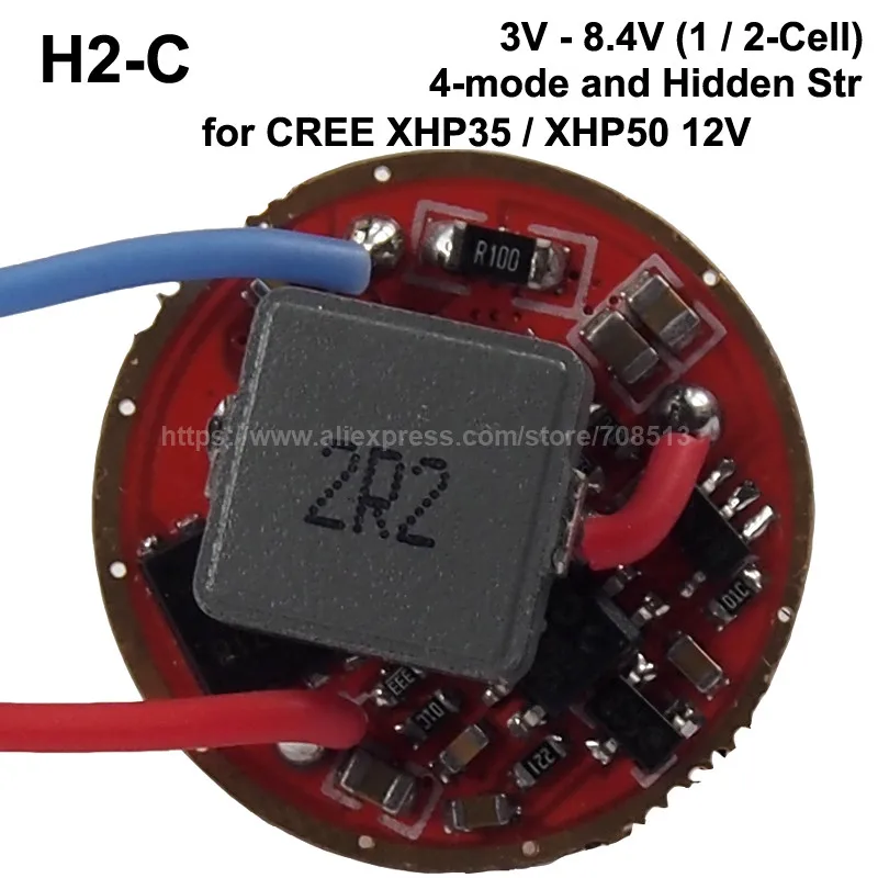 H2-C 22 мм 1.5A 1 или 2-cell 1-Mode или 5-Mode Boost Driver печатная плата для Cree XHP35/XHP50 12V(1 шт