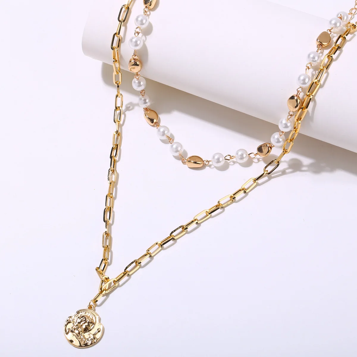DIEZI Luxury New Design Imitation Pearl Choker Necklace Female Coin Pendant Necklaces for Women Gold Color Fashion Jewelry