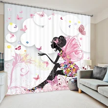Butterfly Girl 3D Printing Curtains With Bedding Room Living Room or Hotel Cortians Thick Sunshade Window Curtains
