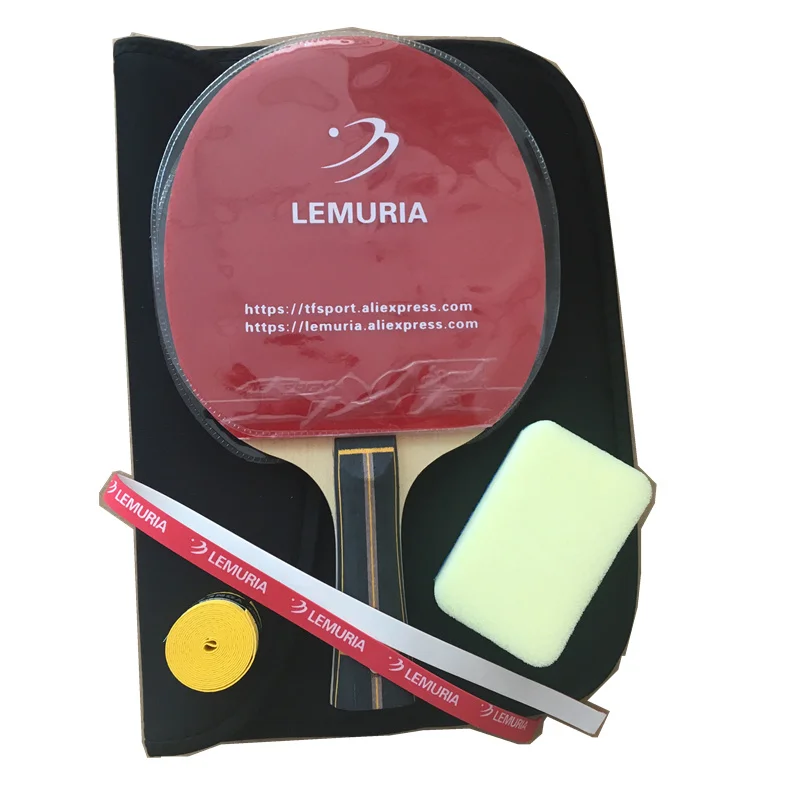 Lemuria best quality 5 layers pure wood with 2 layers super ZLC carbon fiber table tennis racket pimples-in table tennis rubber 