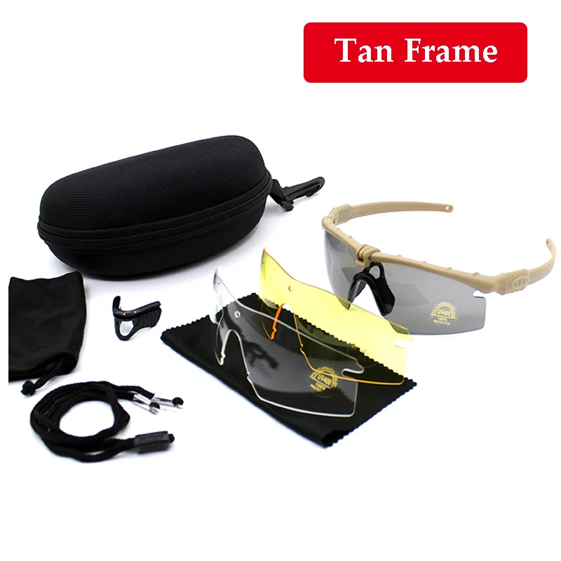 Камуфляжная рамка спортивные очки 3 линзы комплект Тактические Солнцезащитные очки охотничья стрельба очки мужские наружные походные очки