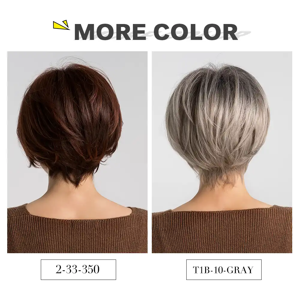 Element 6 Inch Synthetic Wigs Mix 50 Human Hair Ombre Grey Red Color Left Side Parting Natural Headline Glueless Wig For Women