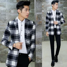 Классический Середина Длинные Blazer Повседневная Куртка Экипировка Плюс Размер 4XL 5XL Дизайн моды Полушерстяные Slim Fit Куртка Пальто Мужчины Тенденция Блейзер
