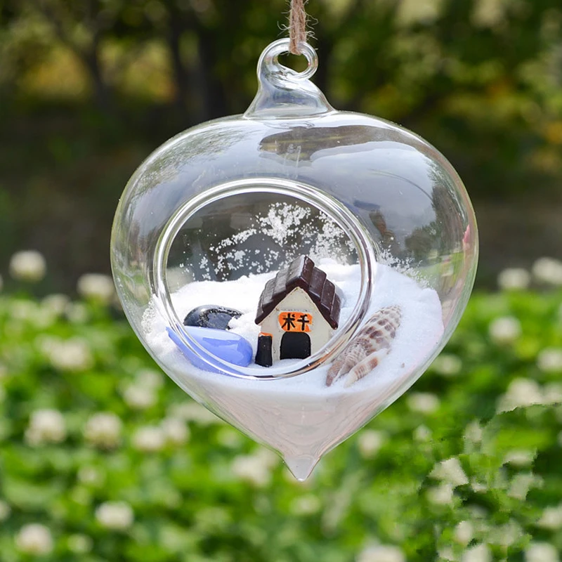 Round Glass Vase Christmas Terrarium Vase Flower Pots Hanging Glass Candle Wedding Air Planter Decoratives Vase Candlestick