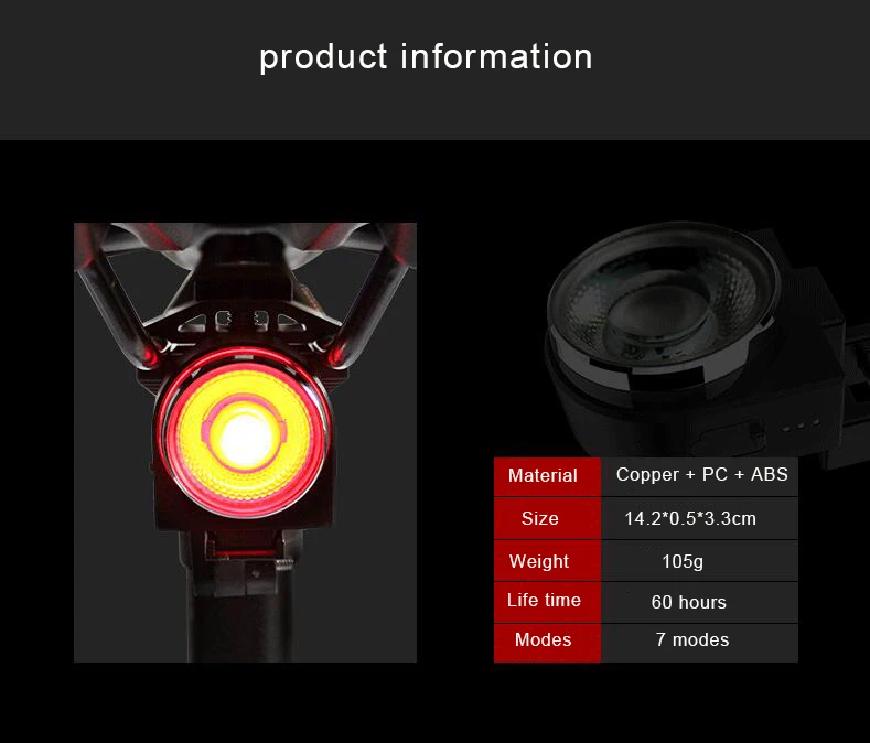 Best Bike Taillight Waterproof Riding Rear light Led Usb Rechargeable Road Cycling Light Tail-lamp Bicycle Light Accessories 1