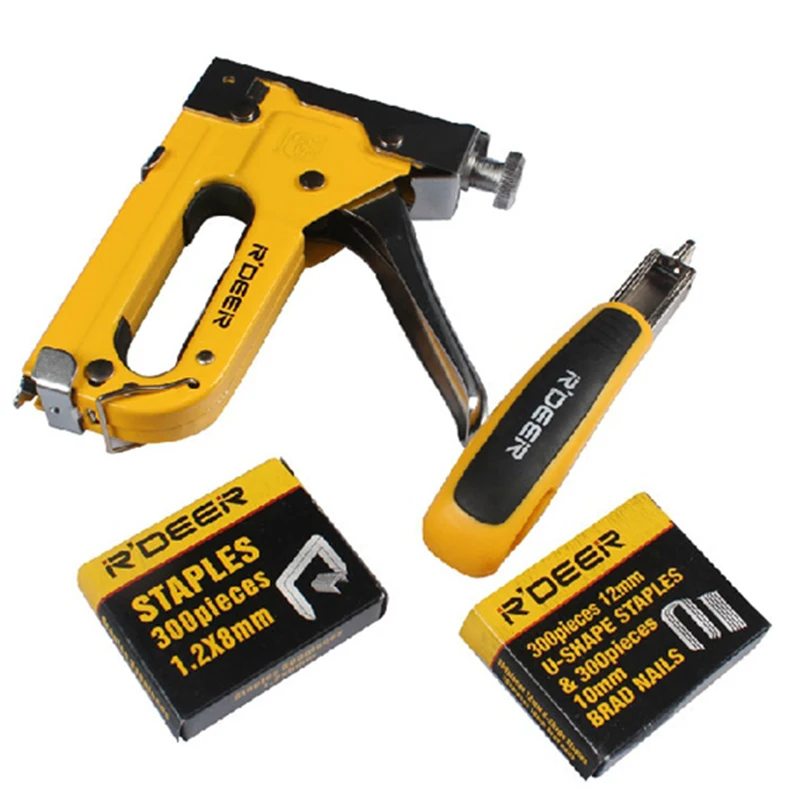

Nail Gun Tacker & Remover Set Three With Heavy Duty Rapid Upholstery Hand Staple Nail Tacker Stapler Gun Set Power Tools