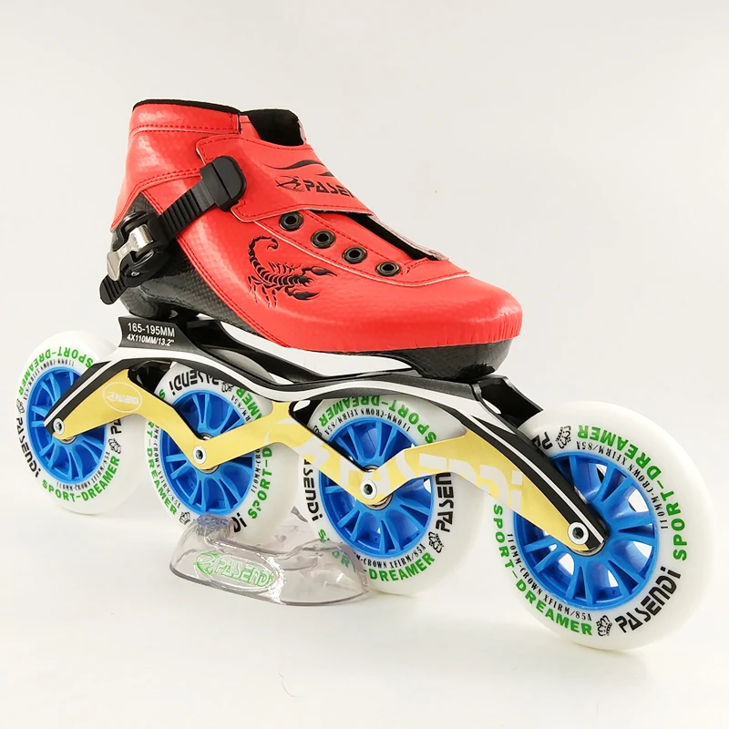Pasendi 2017 جديد نمط الأسطوانة التزلج أحذية الكبار الطفل سرعة تزلج الزلاجات عجلات كبيرة أحذية النساء الساخنة الرجال الكربون الأحذية