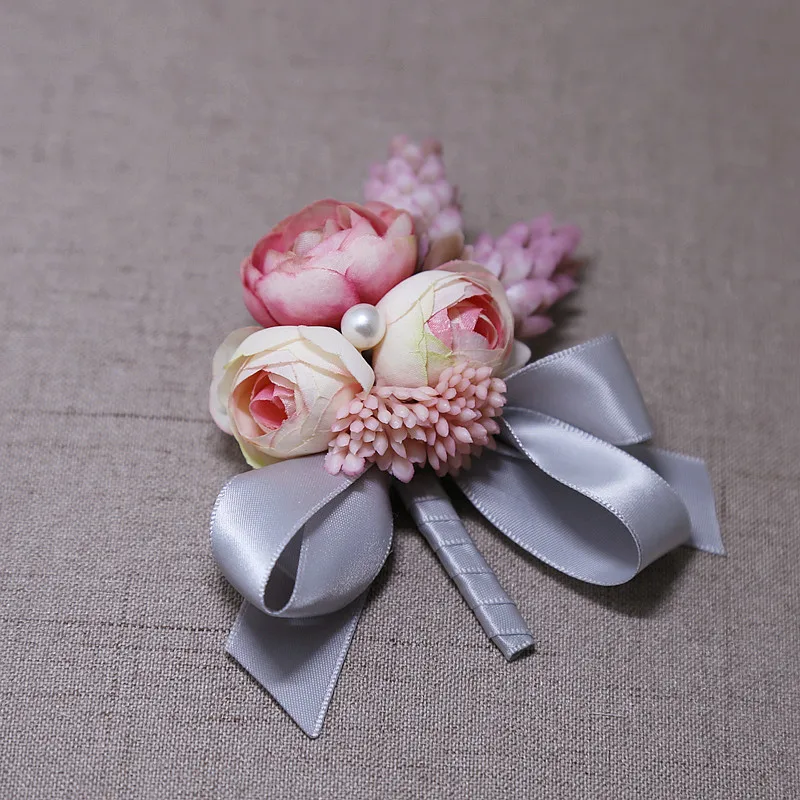 5pieces/lot wedding groom groomsman Boutonniere OR Bridal Hand Wrist Flower artificial flower wedding Corsages Floral flower