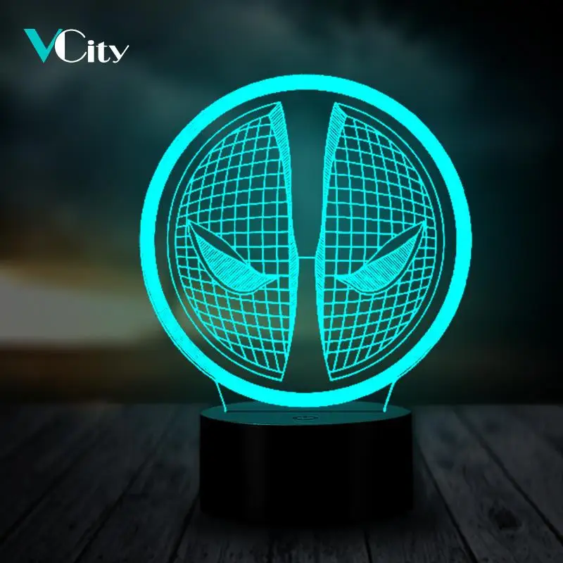 VCity Deapool Led Настольная лампа 3D Ночник светильник вечерние домашний декор RGB