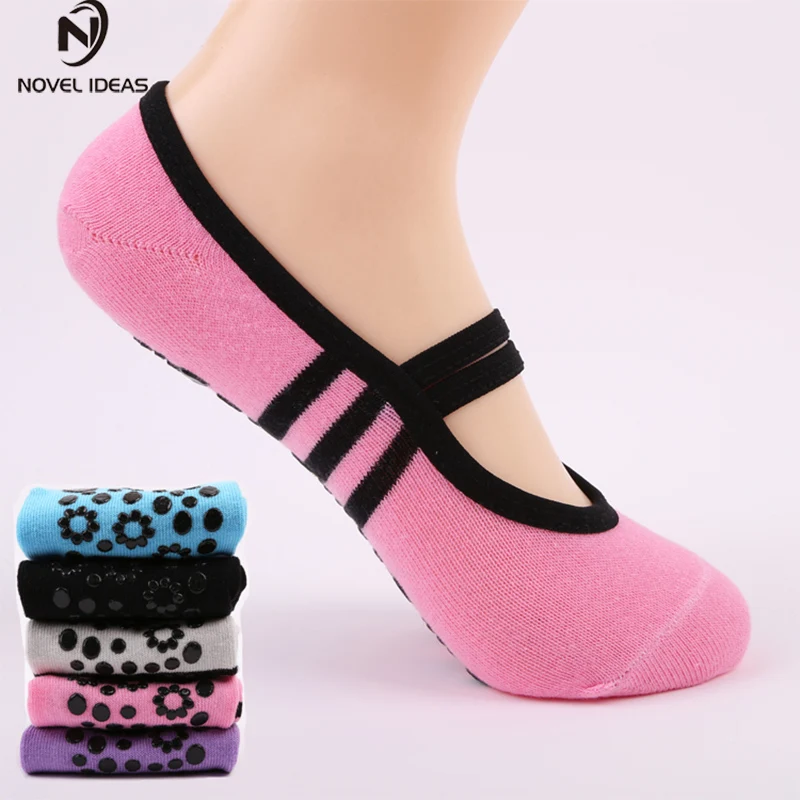 Women Anti Slip Bandage Cotton Sports Yoga Socks Ladies Ventilation Pilates Ballet Socks Dance
