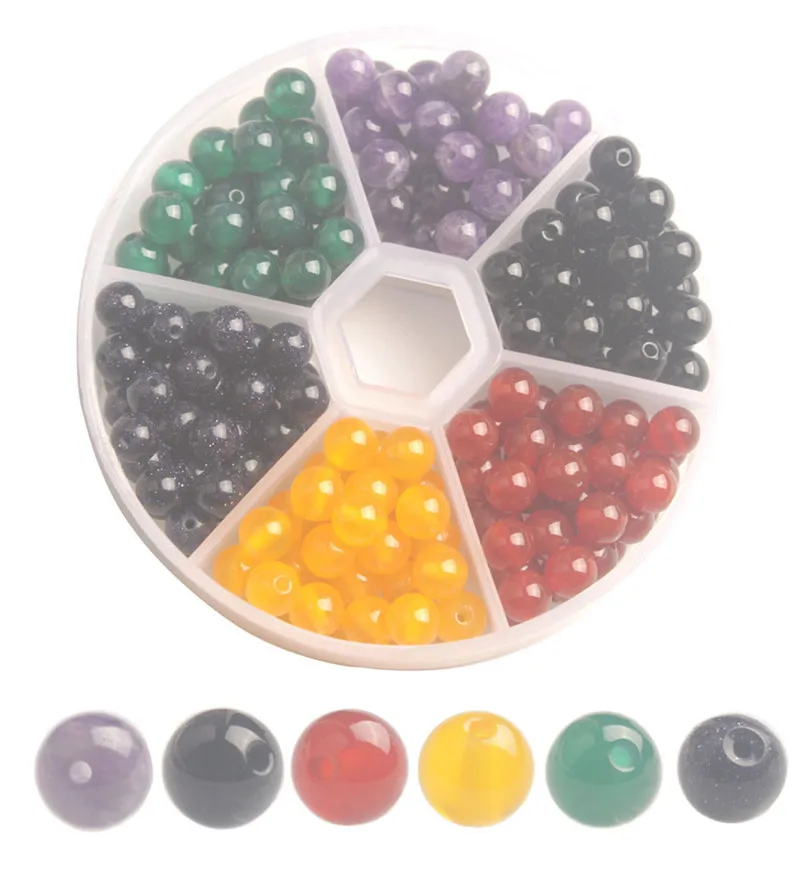 

One Box of 240PCS Mixed Lots of Round Natural Stone Beads 6mm for jewelry making