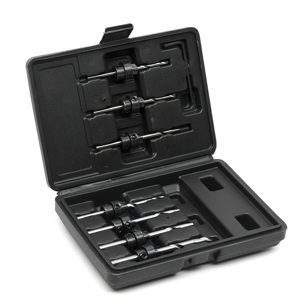

Countersink Drill Bits Set Core High Speed Steel With Adjustable Depth Stop Collar Wood Woodworking Hole Saw Tools With Case