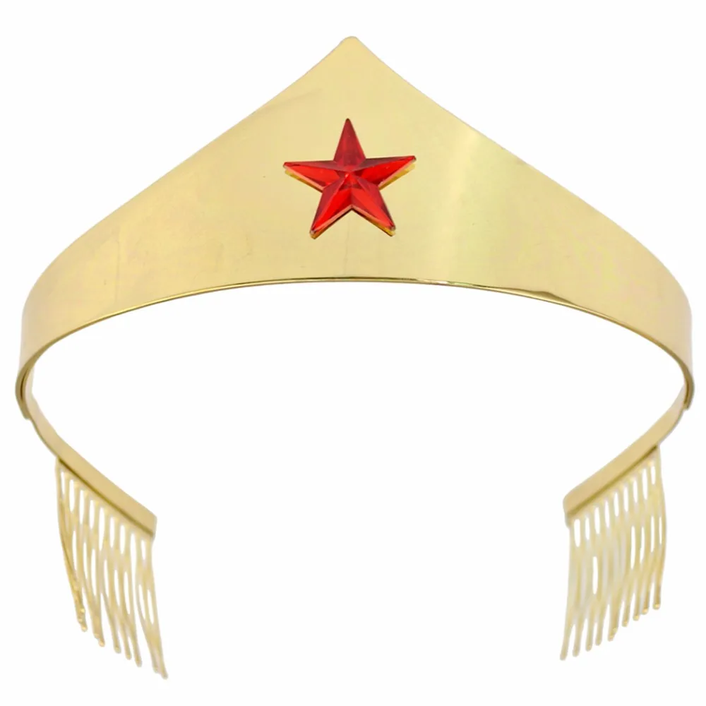 

2018 Wonder Woman America Film Gold Tiaras Crowns Hair Clip Hairband Headbands Women Girls Head Fashion Jewelry Hair Accessories