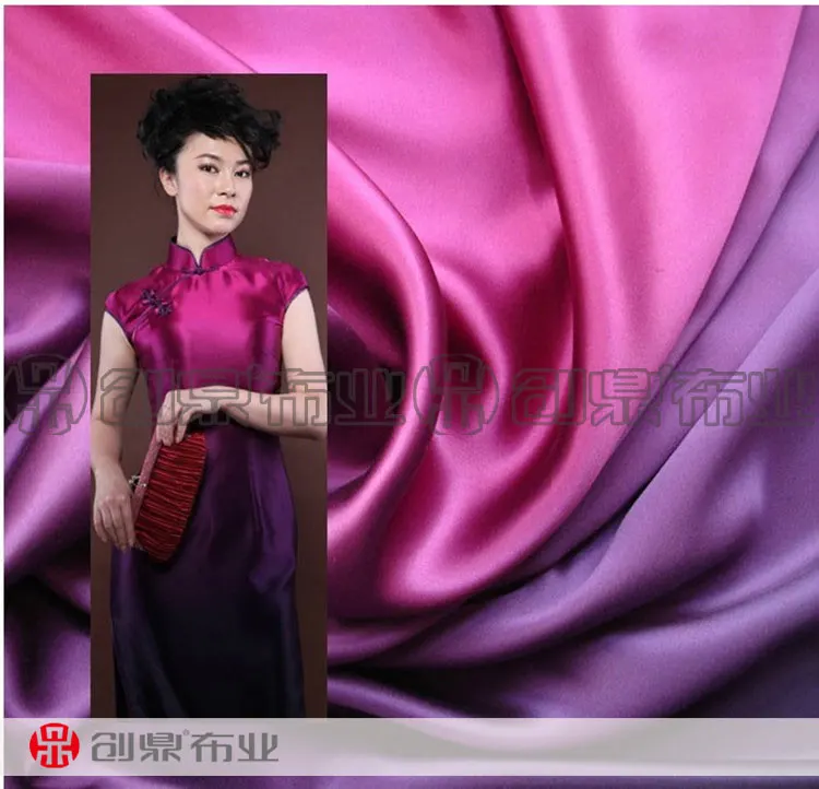 

Gradient fabric imitated silk satin Chiffon fabric simulation satin surface transition stage clothing DIY handmade