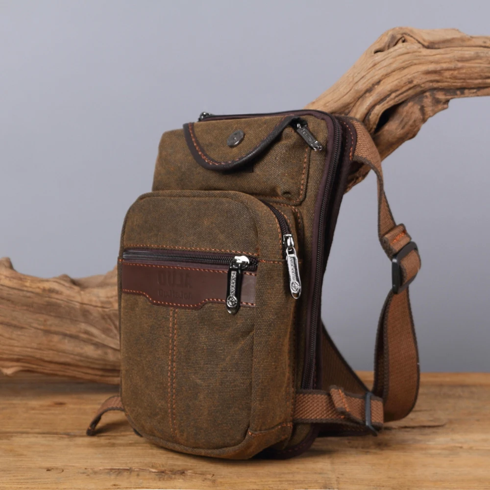 

AOLAILUDI Famous Brand Men Canvas Leg Bag Waist Pack Mobile Phone Bag For Multi-Pocket Casusl Tool Bag Travel Motorcycle Man Bag