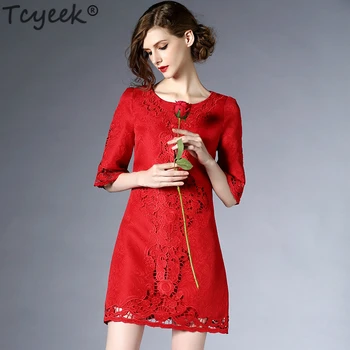 

Tcyeek Summer Red Dress Women Mini Party Dress Bandage Dress Black White Office Ladies Plus Size Clothes 2020 Vestidos LWL1661