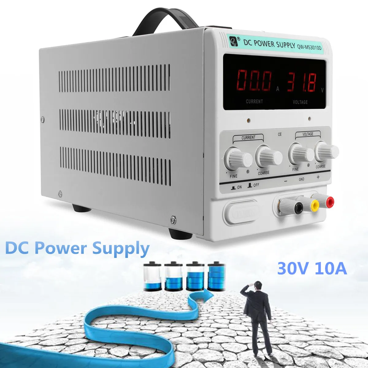 

30V 10A 50/60Hz DC Power Supply Precision Variable Digital Adjustable Clip Cable UK/AU/US Plug Steady LED Display Protection