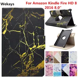 Wekays Kindle Fire HD 8 360 Вращающийся Кожа Смарт Стенд Fundas чехол для Coque Amazon Kindle Fire HD 8 HD8 2016 8.0 Планшеты крышка