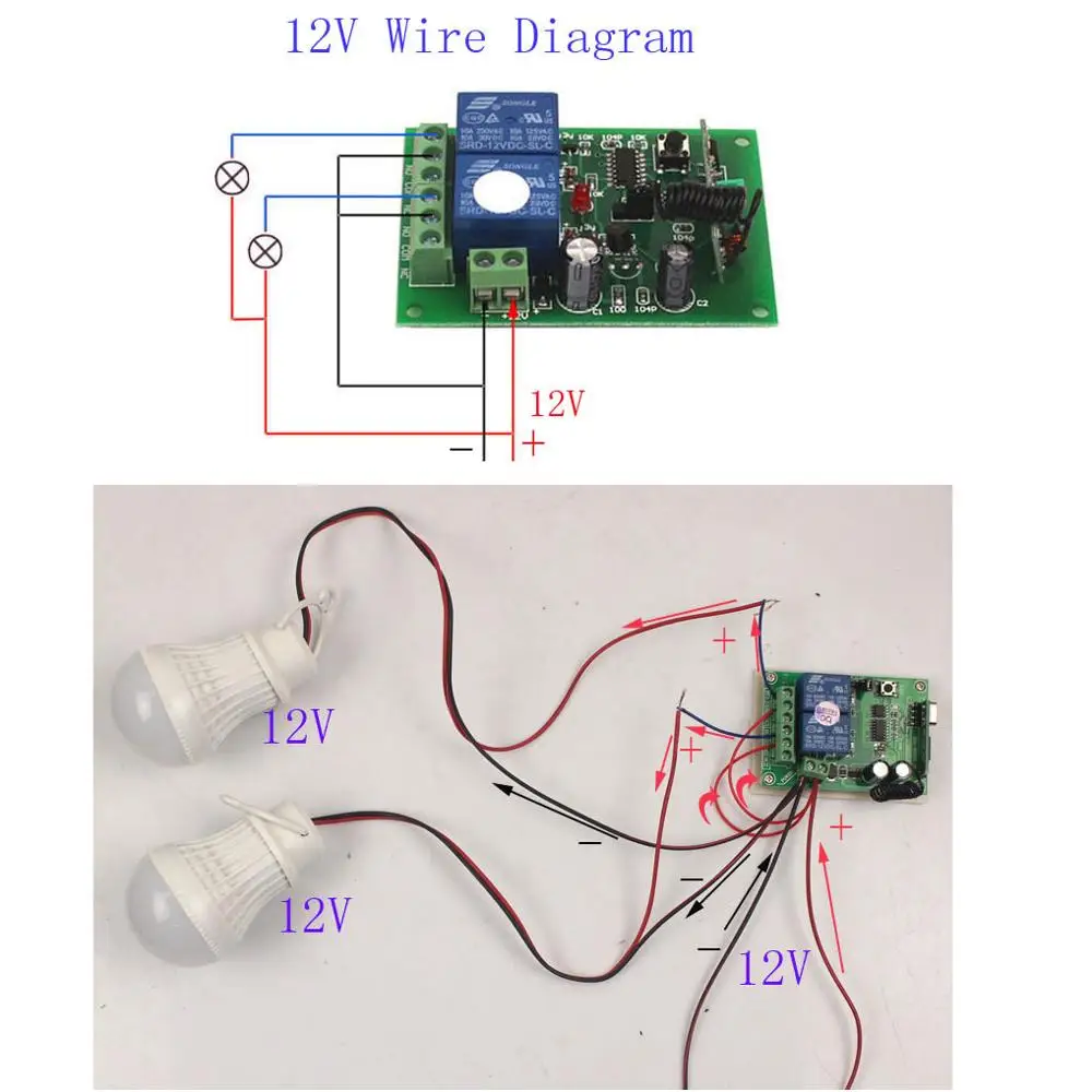 12V 2CH Remote Switch Universal 433Mhz Remote Control Switch 12V Transmitter Receiver Module 433315MHz-4