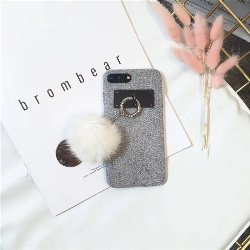 Yespure Wholeasale Bulu Bola Belakang Kemasan untuk iPhone X 6 6 S 7 7 Plus 8 8 Plus Mewah aksesoris Handphone untuk Wanita