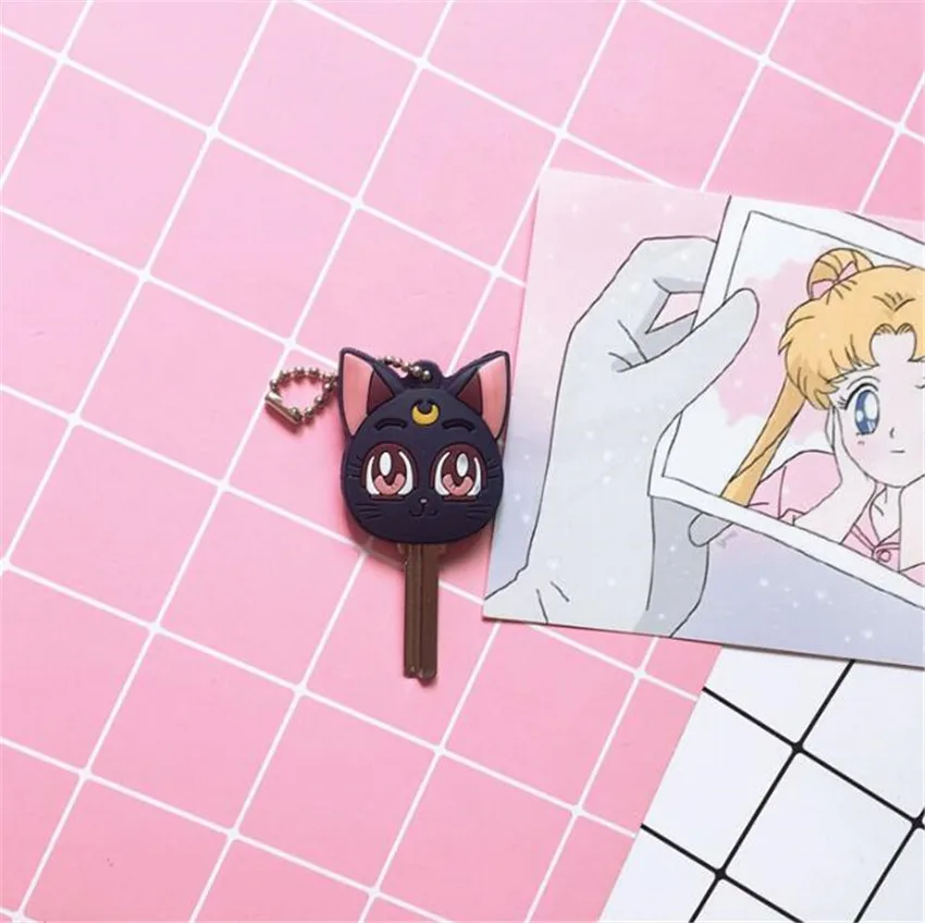 

Anime Sailor Moon Luna Purple Cat Keychain Cosplay Cute Pendant Keyring Key chain A659