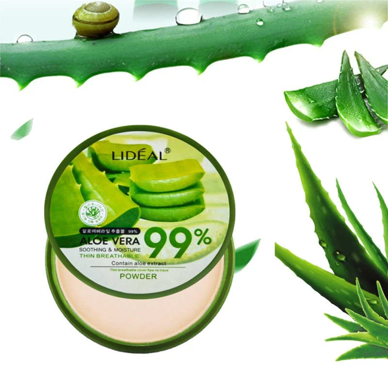 

1pcs Natural Aloe Vera Moisturizing Smooth Foundation Pressed Powder Makeup Concealer Pores Cover Face Whitening Brighten Powder