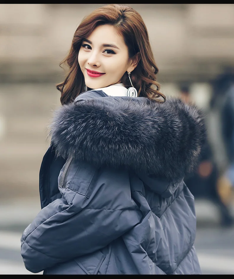 Women Winter Down Jacket Overknee Long Padded Parkas Hooded Real Fur Collar Loose Down Coats Korean Women 2018 Big Pockets AS016 (12)