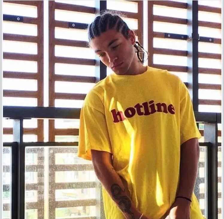 

2018 Summer GCDS TShirt Men Women Teps Hotline Clean Realness Normal Harajuku Cotton Letter T-shirts Yellow Pink White Black