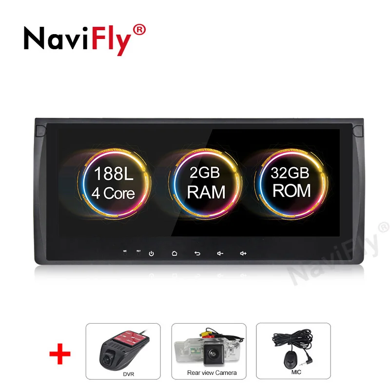 NaviFly 10,25 дюймов 2 ГБ+ 32 ГБ, Android 9,1 автомобиль радио gps для BMW X5 E53 1999-2005 2006/E39 1995 1996 1997-2003 M5 - Цвет: Add Camera DVR