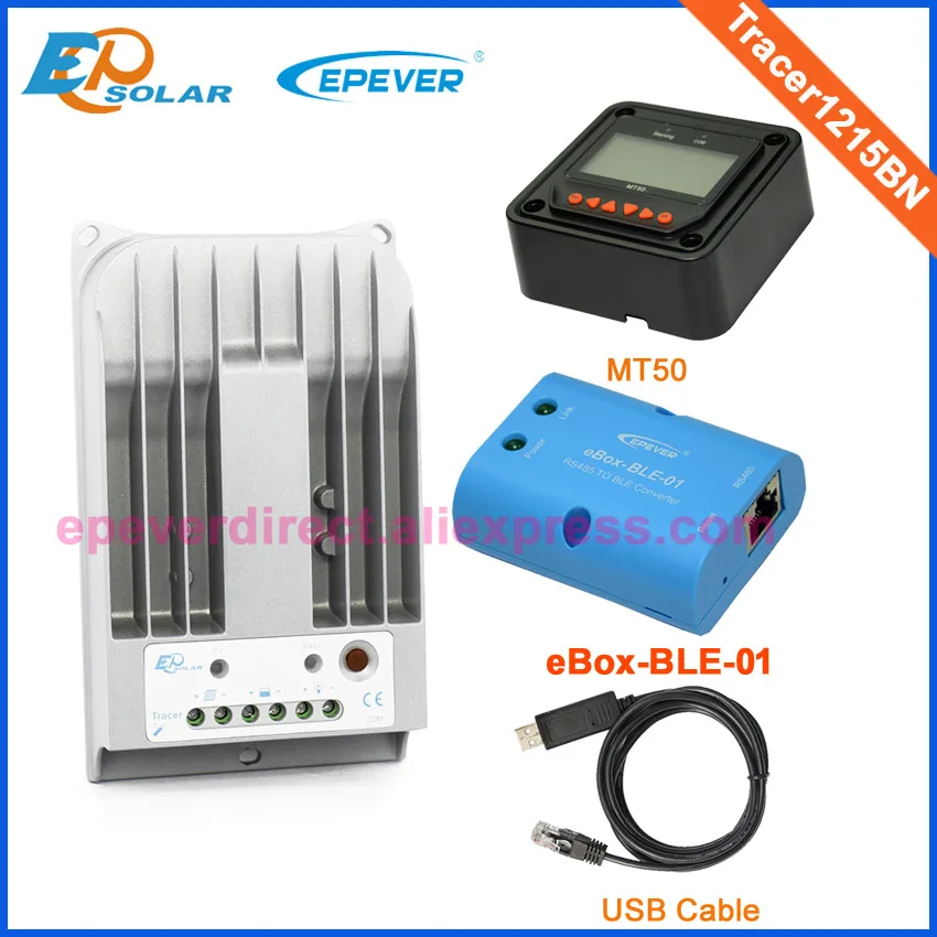 

Solar charger controller mppt 10A Tracer1215BN with MT50 BLE and USB for 12v/24v auto type Max Pv Input 150v