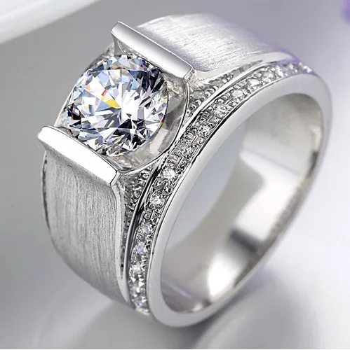 Роскошное мужское ювелирное изделие 1Ct круглое синтетическое кольцо с