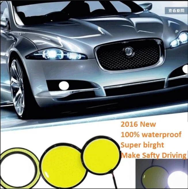 

New Arrivals 2pcs High power White CAR DRL COB Round led Fog Light 120chips diameter 80mm 65mm Auto Light Daytime Running