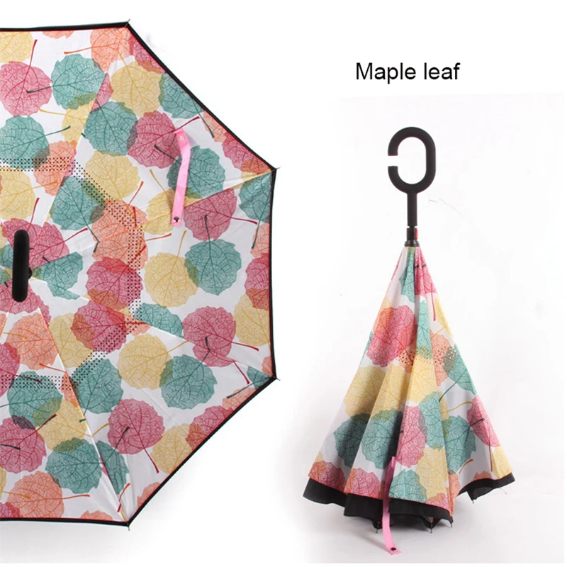 Starry Sky Anti UV Inverted Umbrella Reverse Windproof Folding Double Layer Umbrellas Stand Inside Sunny and Rainy Men and Women