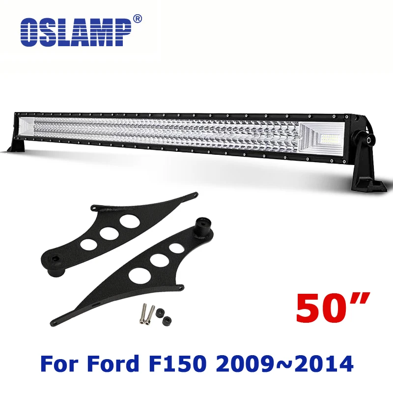 

Oslamp For Ford F150 2009~2014 Remodel 480W 4X4 Led Offorad Straight Light Bar 50" Work LED Bar with Roof Mounting Brackets
