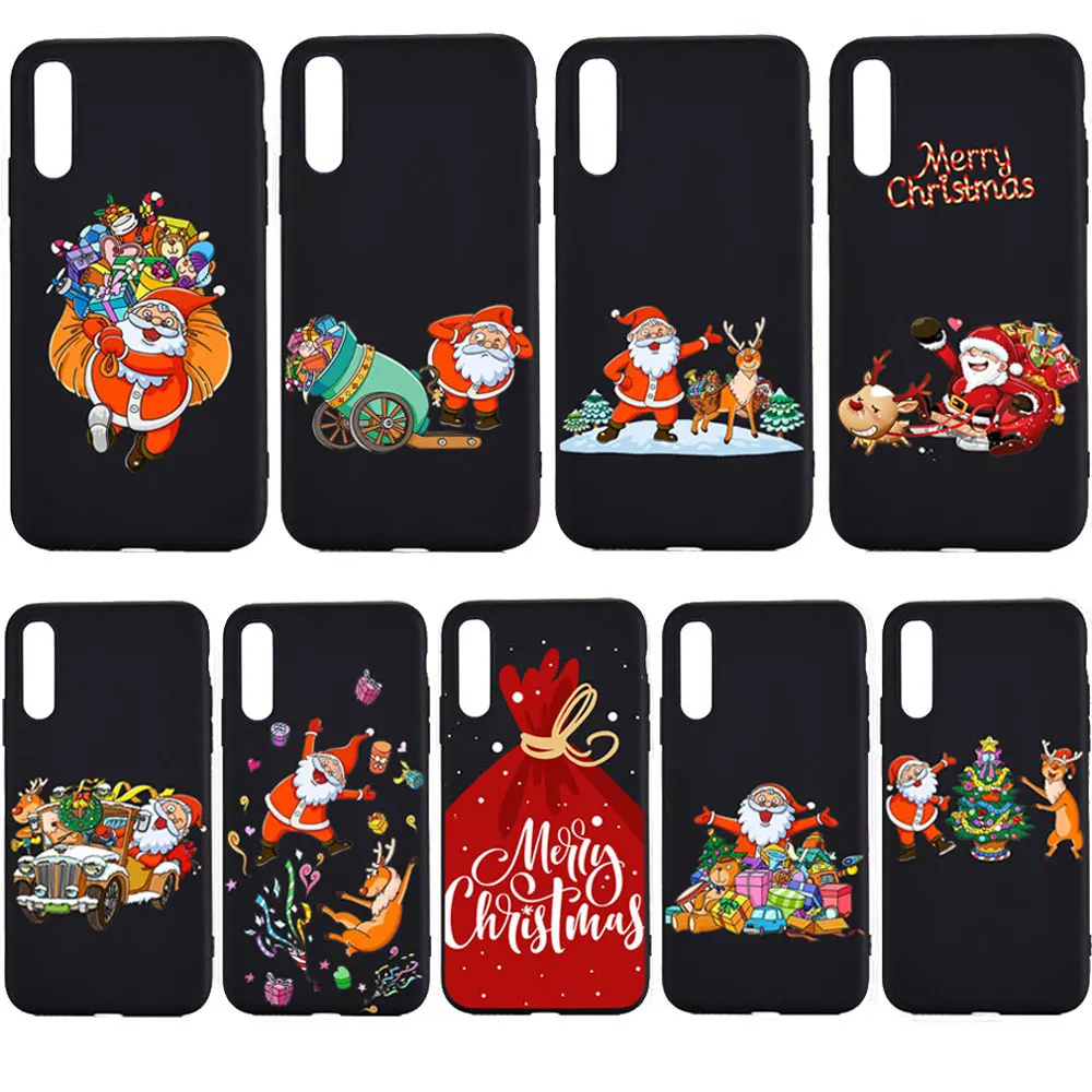 

Cute New Year Christmas black Matte Phone Case For huawei p20 p30 p10 lite p30 p20 pro mate 10 20 lite 2018 Soft TPU Silicone