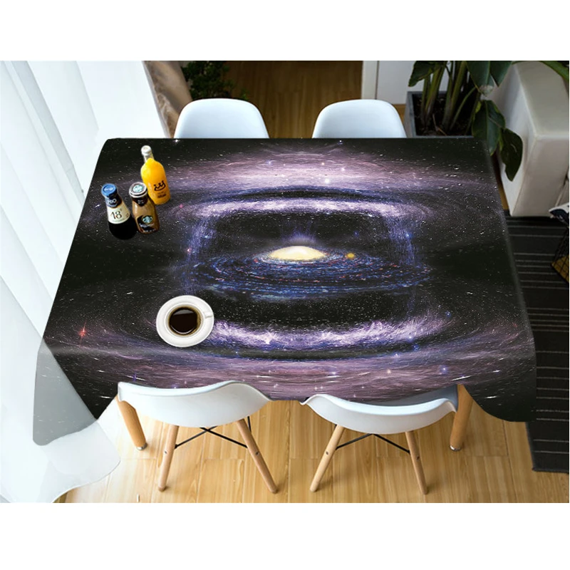 

3D Awkward Planet Pattern Tablecloth Mysterious World Dustproof Washable Cloth Thicken Cotton Rectangular and Round Table Cloth