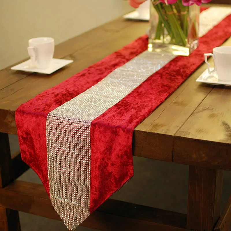 High end Sequin Flannel Table Runner Table Cloth wedding restaurant Home decor Decoration cover 33*200cm 1pcs price 4 colors
