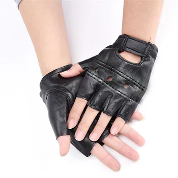 

1 Pair Men's PU Leather Gloves Outdoor Motorcycle Hard Knuckle Fingerless Gloves Slip-Resistant Cycling Half Finger Protective