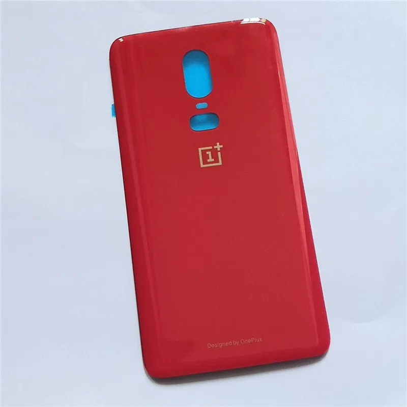 Oneplus6 оригинальная задняя крышка для Oneplus 6 One Plus 6 корпус Батарейная дверь Настоящее стекло запасные части с клеем - Цвет: Красный