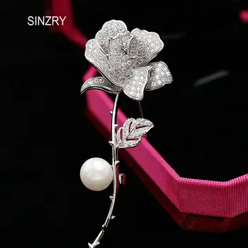 

SINZRY gorgous jewelry accessory cubic zircon rose flower wedding brooches pin lady party shawl buckle accessory