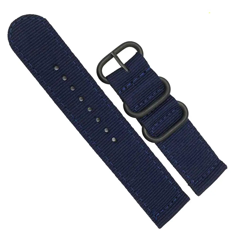  NATO correa de Nylon negro anillo hebilla 18mm 20mm 22mm 24mm rayas reemplazo venda de reloj