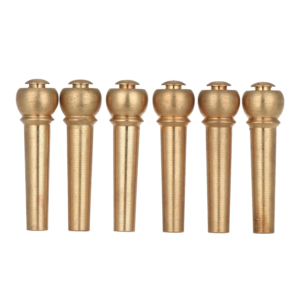 6pcs/lot Acoustic Folk Guitar Brigde String End Pins Pegs Brass