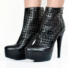 Пикантные сетчатые ботильоны для женщин, новинка, женская обувь на платформе и высоком каблуке, большие размеры 8, 33-45, женские модельные ботинки