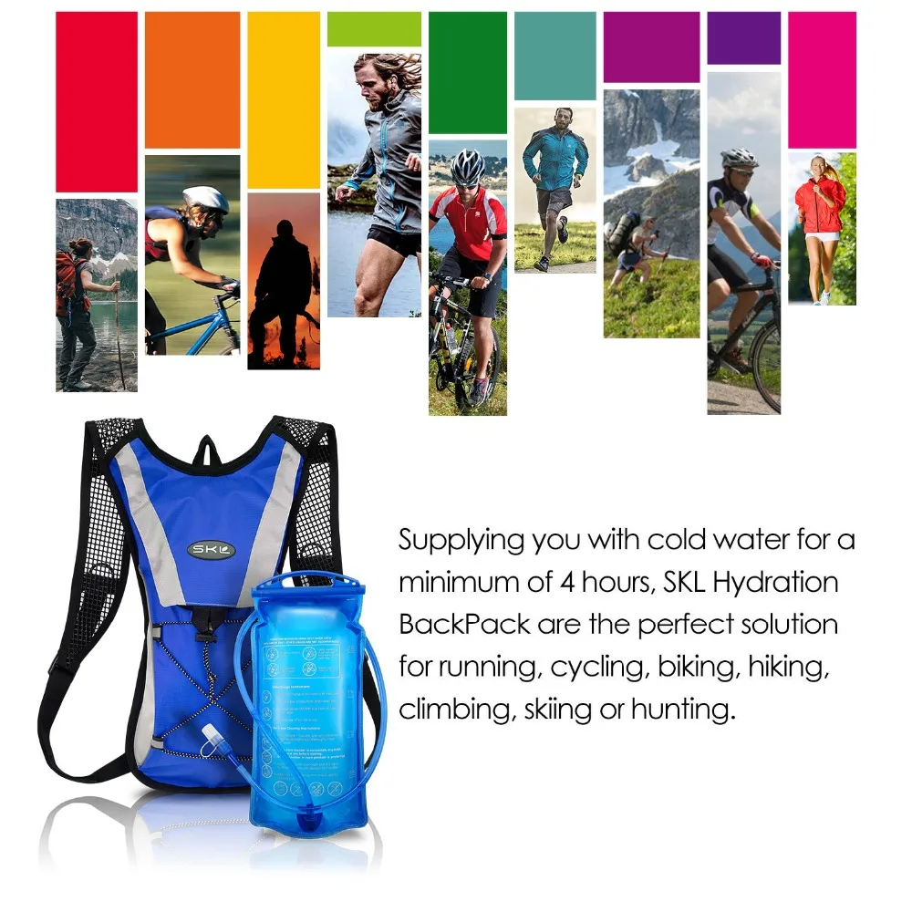 Professional Hydration Pack Rucksack Backpack with 2L(70 oz) Water Bladder Tube System Perfect For Race Hydration Vest Cycling