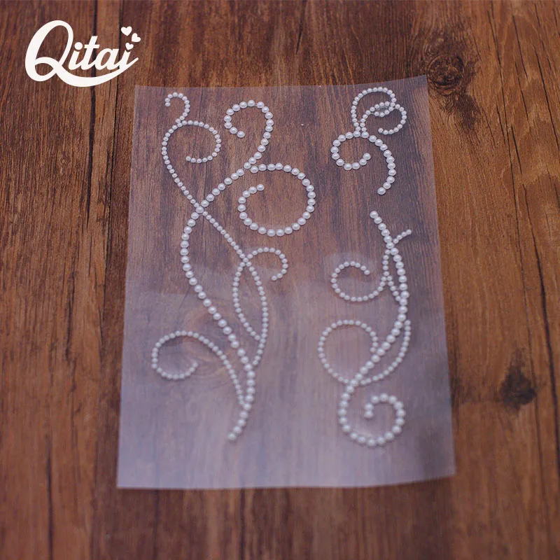 

QITAI 6 Pcs/Lot White Plastic Pearl Sticker Party Wedding Decorations Natural Color Family Candy Sticker Wall Stickers GEM1025